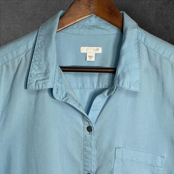 J.Jill Pure Jill Button Up Top Women Size XL Blue 100% Lyocel Long Sleeve - Picture 5 of 13